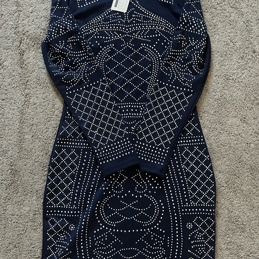 Navy Studded long sleeve Dress NEW size S